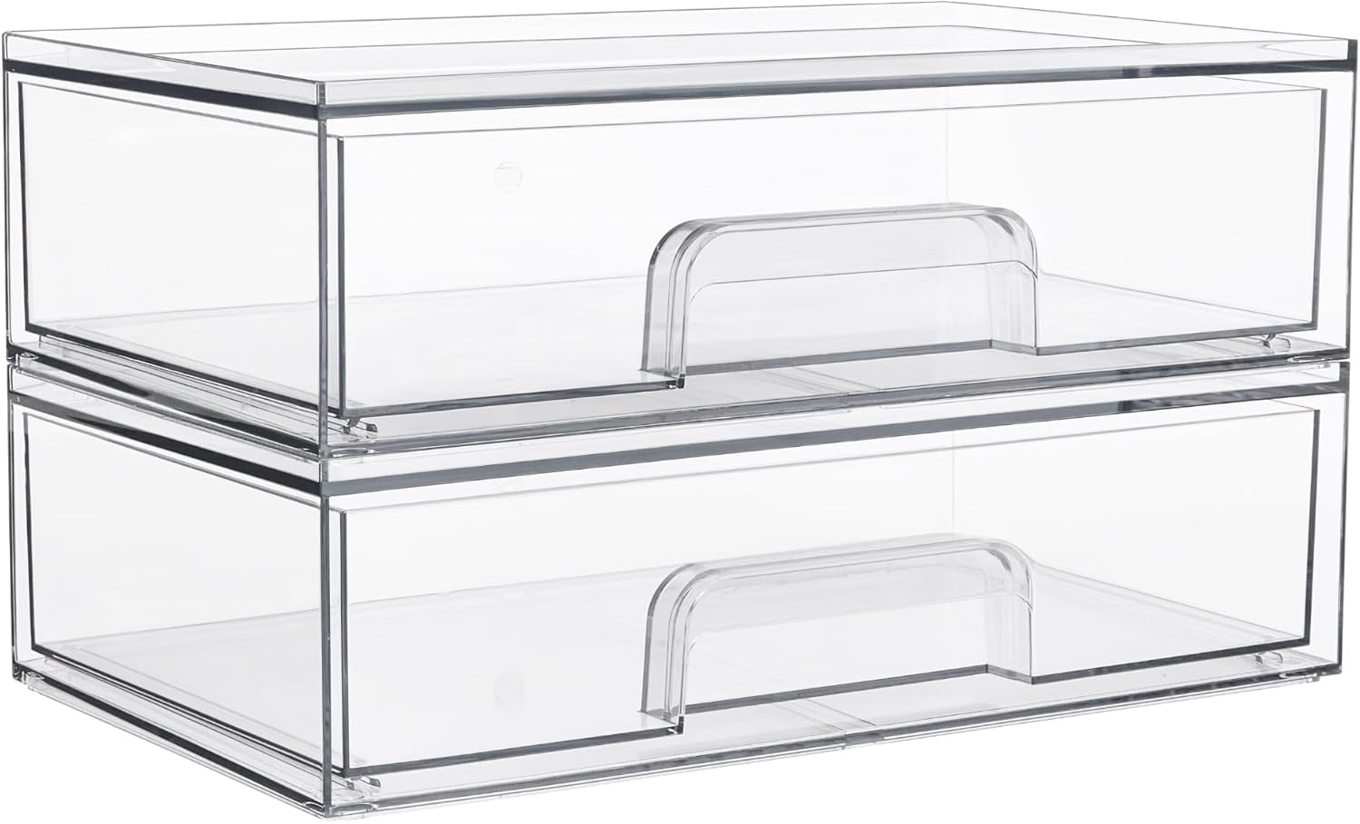 Homeanda 4 Pack Stackable Acrylic Storage Drawers - 4.4"H Each, Clear Organizers For Makeup, Nail Polish, Snacks, Desk, Vanity