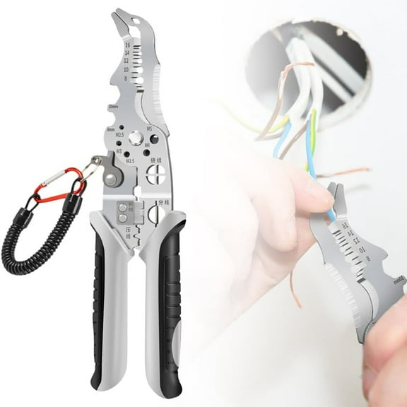 12 in 1 Wire Stripper with Elbow, 7.5-inch Multifunctional Wire Stripper Crimper Cable Cutter Pliers, Electrician Hand Tools Professional Wire Stripping Tool Electric Wire Stripper Tool