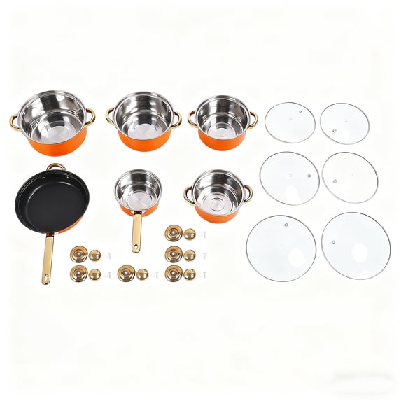 12/10/1Pc Stainless Steel Cookware Set, Non-Stick Easy-Clean Pots & Pans with Stock Pot, Frying Pans & Saucepan, Durable Versatile Stylish Kitchen Set for Home