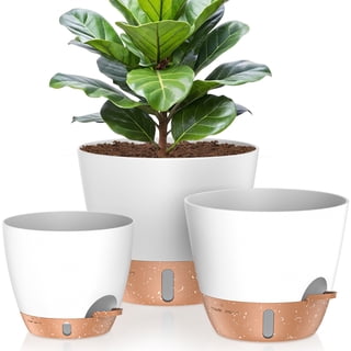 12/10/8 Inch Self Watering Plant Pots, Large Plastic Planters with Drainage Holes, Water Level Indicator & Deep Reservoir, Flower Pots for Indoor Outdoor Garden Plants(White)