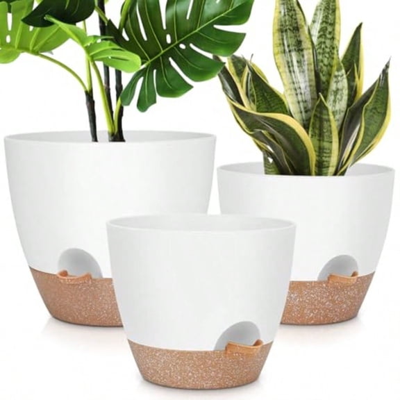 12 10 9 Large Self Watering Plant Pots 3 Pack Flower Pots Planters with Multi Mesh Drainage Holes for Indoor Outdoor Garden Plants and Flowers