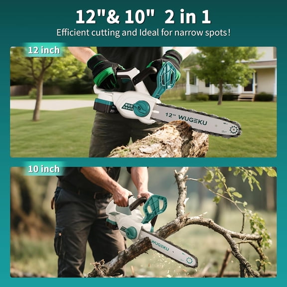 12" & 10" Electric Chainsaw Cordless, Tool Only for  Batteries, Brushless Battery Chainsaws - 4 x Chains, Auto Oiler, Tool-Free Chain Tension, Safety Lock(No Battery)