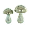 thumbnail image 1 of 12", 10"H Green Glass Handmade Glossy Weathered Mushroom Sculpture, by DecMode (2 Count), 1 of 11