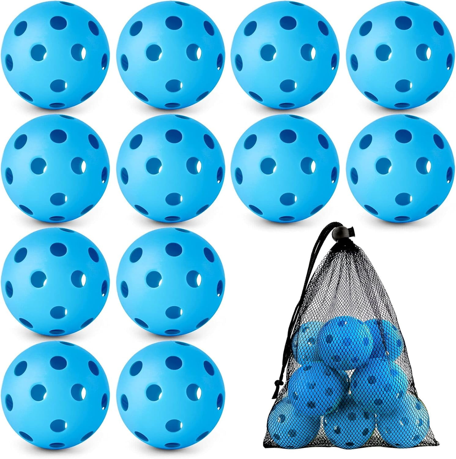 12/100 Pack Baseball Practice Balls Plastic Training Balls Lightweight Hollow Softballs with a Drawstring Bag for Hitting, Baseball Training Indoor Outdoor Use
