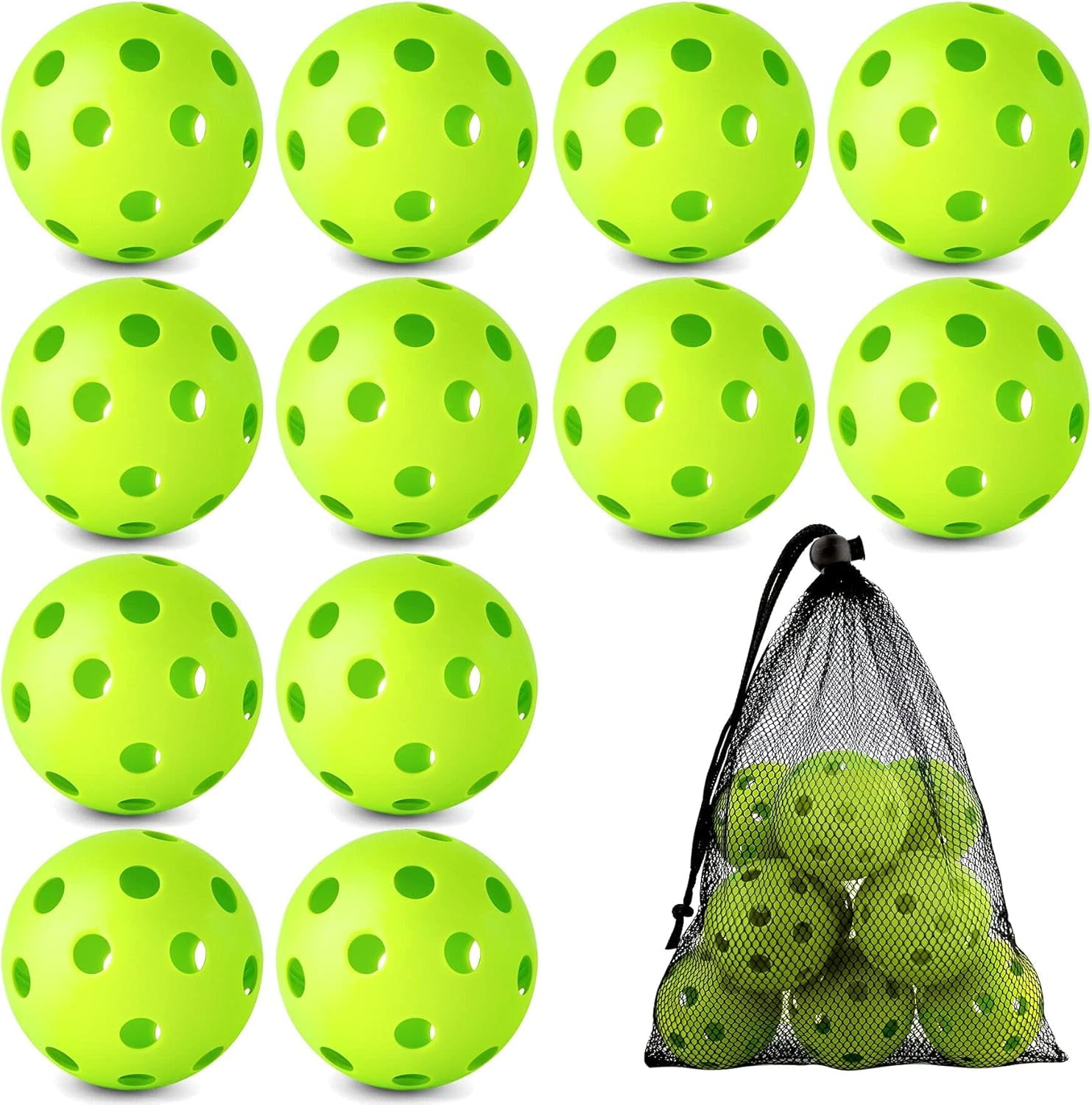 12/100 Pack Baseball Practice Balls Plastic Training Balls Lightweight Hollow Softballs with a Drawstring Bag for Hitting, Baseball Training Indoor Outdoor Use