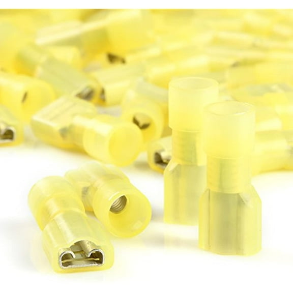 12-10AWG Insulated Female Spade Crimp Connectors Terminals 100Pcs