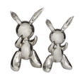 thumbnail image 1 of 12", 11"H Silver Porcelain Abstract Balloon Rabbit Sculpture, by DecMode (2 Count), 1 of 7