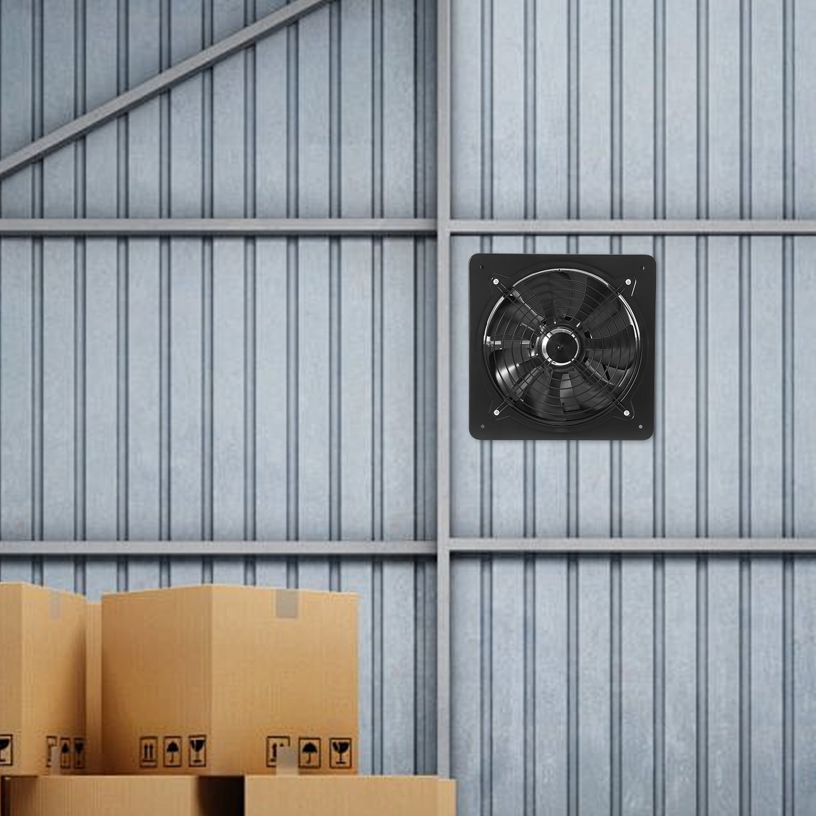 12'' 110V 125W Industrial Extractor Fan Air Blower Ventilation Exhaust Fan Low Noise Black Wall Mount 2800r/min 13.77*13.77*6.69in for Workshops, Basements, Warehouses
