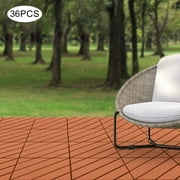 12*12*0.79in 36PCS Square Plastic Interlocking Deck Tiles Outdoor Patio Flooring Brown/Dark Grey/Coffee 3.24m²/34.87ft²