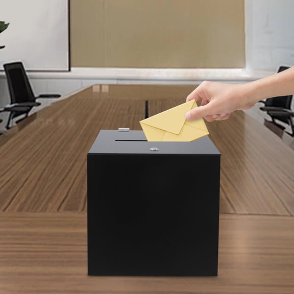 12*12*12in Black Deluxe Donation Box Tip Jar Ballot Suggestion with Lock
