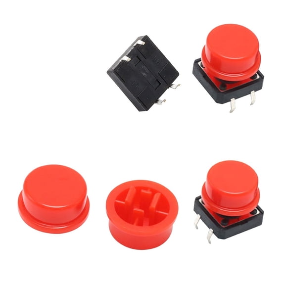 12*12*7.3MM Tactile Push Button Switch Momentary Micro switch button Tact Cap White Black Yellow Blue RedSwitch