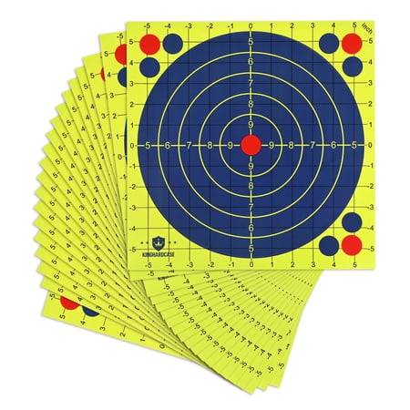 12×12 Sputtering Shooting Target Paper with 1 Inch MOA Grid, High-Visibility Reactive Ink, Reusable for Rifle and Pistol Training, 20 Sheets
