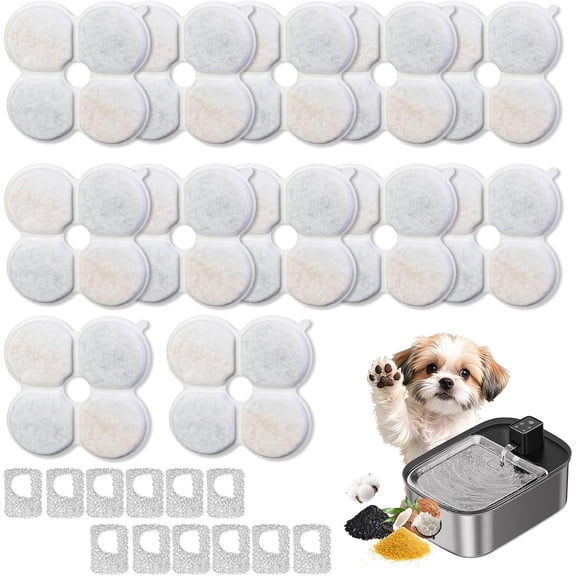 12+12 Pack Dog Water fountain Filters Compatible with Chumajor Wireless 7.5L/254oz/2Gal Dog Water Fountain, Multi-Layer Filtration for Large Dog Water Bowl Dispenser, Includes 12 Filters & 12 Sponges