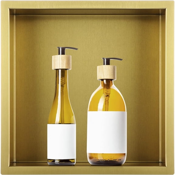 12"12" Recessed Shower Niche Shelf in Brushed Gold Finish