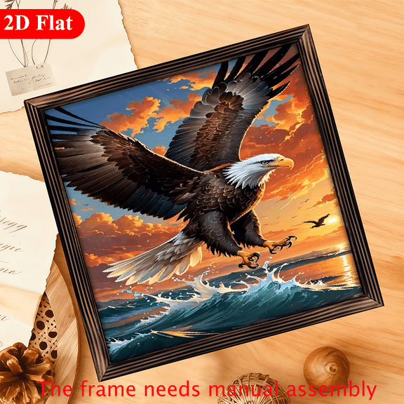 12*12 inch wooden frame painting - Soaring Eagle. It can be used as a home decoration item or as a wonderful gift.