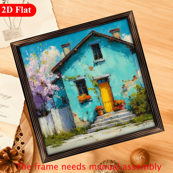 12*12 inch wooden frame painting - beautiful oil painting house . It can be used as a home decoration item, or it can be an excellent gift.