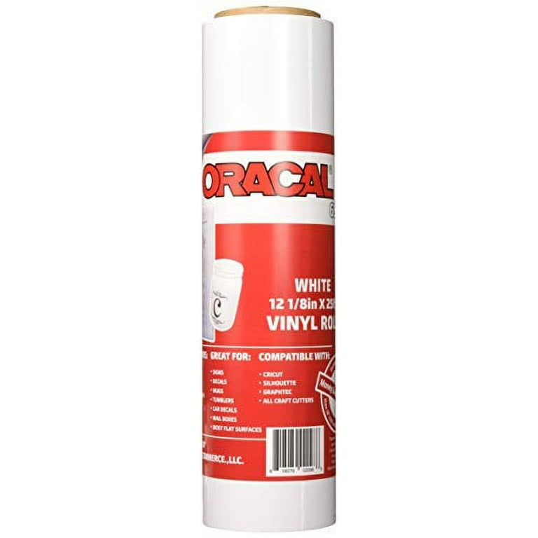 12.125 inch x 25ft Roll of Oracal 651 White Craft Vinyl - on A 2.5 inch Core - Adhesive Vinyl for Cricut, Silhouette, and Cameo Cutters - Gloss Finish