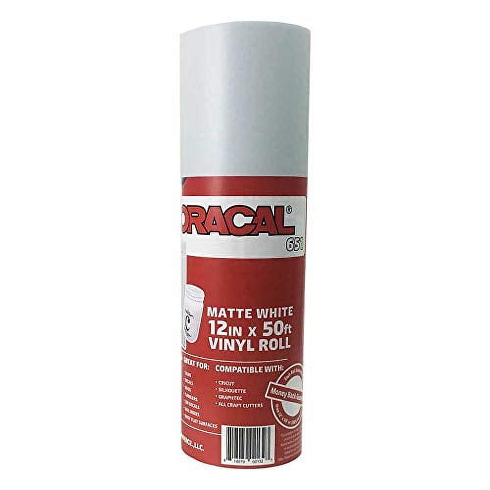 Oracal 651 White Matte Vinyl Roll - 12 Inches Wide X 10 Feet Long, Permanent Adhesive For Crafts
