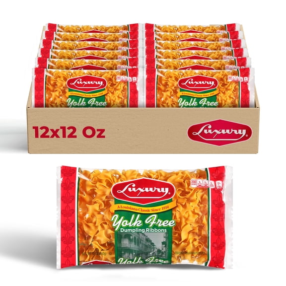 Luxury Yolk-Free Dumplings, 12-Pack (12 oz Each) Enriched Egg-Free Pasta for Soups, Casseroles & Comfort Food Recipes