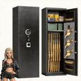 thumbnail image 1 of 12-13 Gun Safe for Rifles and Pistols, Gun Locker Fingerprint, Gun Safe Biometric, Removable Shelf for Rifles Safes, Gun Cabinet Long with Adjustable Shelf, 12"D X 14"W X 57"H, 1 of 9