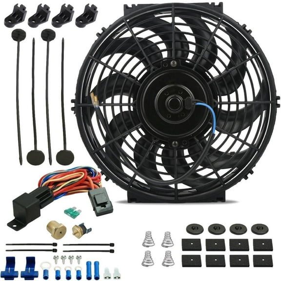 12-13 Inch 130w Electric Radiator Fan Thread-In Probe Temperature Switch Kit