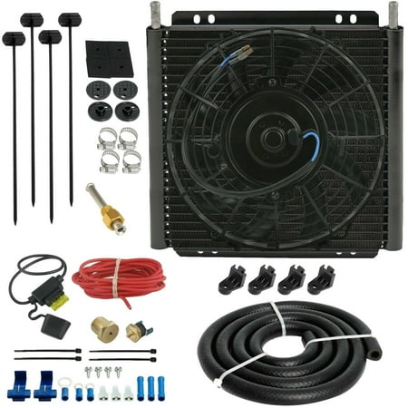26 Row Transmission Oil Cooler Electric Fan 12V Temperature Switch Wiring Kit