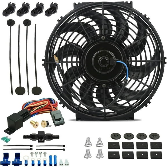 12-13 Inch 90w Electric Engine Fan In-Line Hose Temperature Switch Kit