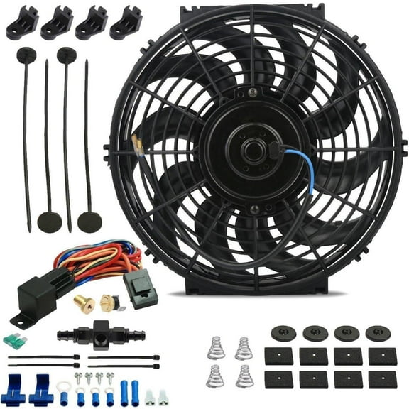 12-13 Inch 90w Electric Engine Fan In-Line Hose Temperature Switch Kit