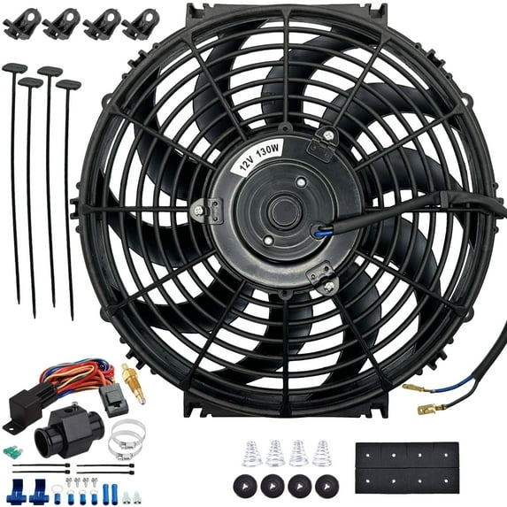 12-13 Inch 90w Electric Fan Radiator Hose Grounding Temperature Switch Kit