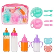 12/13 Pieces Doll Feeding Pretend Playset with Milk Bottles Pacifiers and B