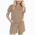 thumbnail image 1 of 12-13 Years Kids Pjs Girls Size 10-12 Girls Pajamas-Piece Pajama Set For Boys & Girls, Toddler Pajamas For Kids Summer Boys And Girls Short Sleeved T Shirt Sportswear Brown, 1 of 9