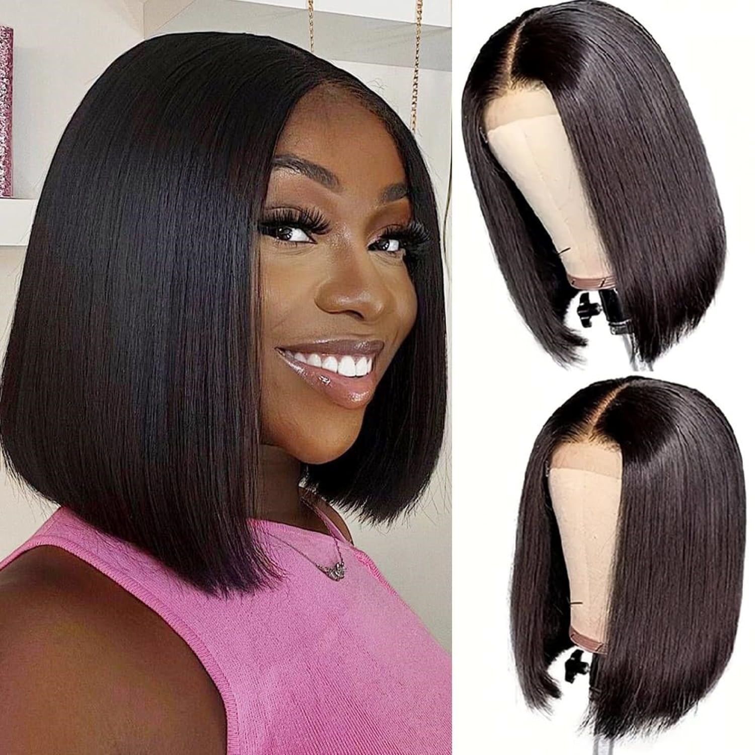 12" 13x4 Lace Front Bob Wigs Human Hair, HD Lace Bob Wig Human Hair
