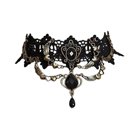 12-14 Inch Black Gothic Pendant Choker Necklace Wedding Halloween Accessories, Vintage Skull Choker Necklace for Women, Gothic Black Sexy Necklaces Tassel Collar Gift
