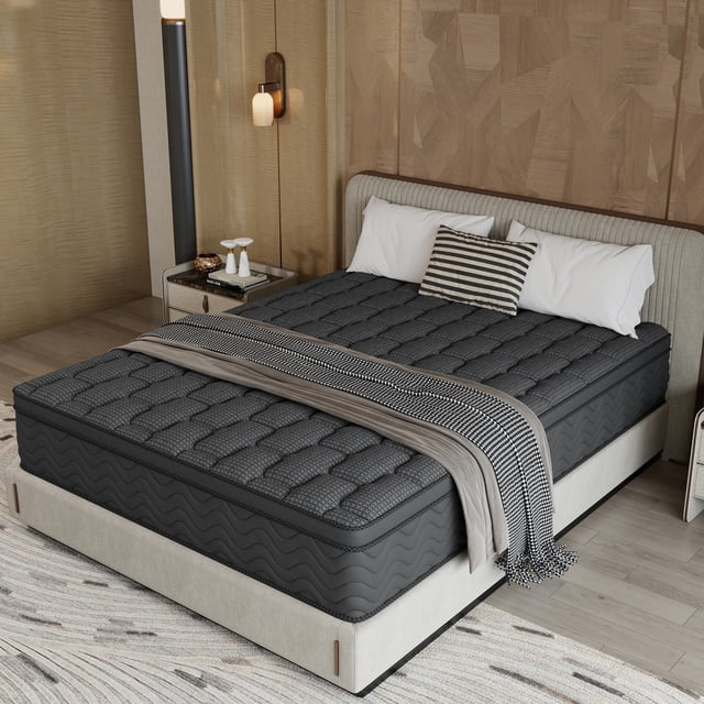 CTRYCLASIC 12 inch Twin Hybrid Mattress, Black Pocket Spring Mattress ...