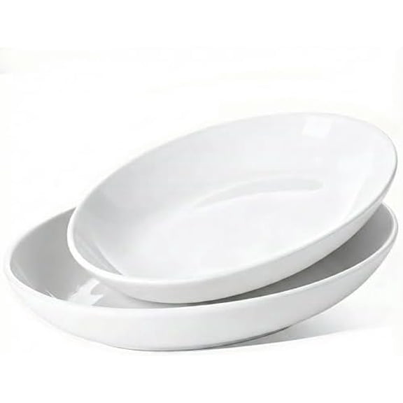 12"/14" Oval Serving Platters Set, Large Ceramic Oval Serving Dishes for Entertaining, Turkey, Fish, Salad, Appetizers, Deep Elipse Plate, Set of 2$$Home Decor, Kitchen, & Other