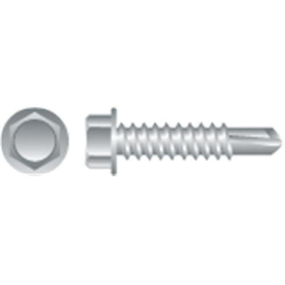 12-14 x 0.75 in. Unslotted Indented Hex Washer Head Screws Zinc Plated Box of 600