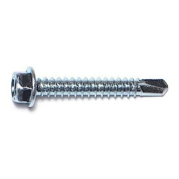 #12-14 x 1-1/2" Zinc Plated Steel Hex Washer Head Self-Drilling Screws SDSHWS-206