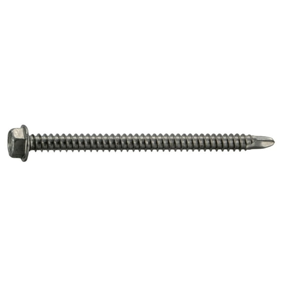 #12-14 x 3" 410 Stainless Steel Hex Washer Head Self-Drilling Screws