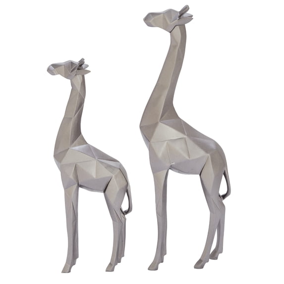 12", 15"H Silver Polystone Giraffe Sculpture, by CosmoLiving by Cosmopolitan (2 Count)