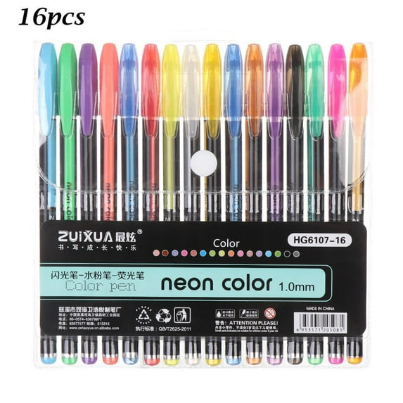 12/16/18/24/36/48pcs Neon Fine Arts Metallic Glitter Gel Pens Set Marker Pen Pastel Graffiti 16PCS