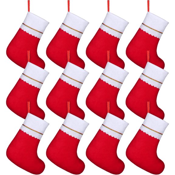 12/16/24 Pack Christmas Stockings Red Felt Xmas Fireplace Hanging Stockings, 14Inches Christmas Holiday Stockings for Family Holiday Xmas Party Decorations