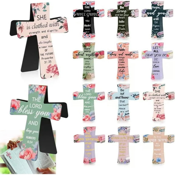12/16/24 Pcs Victoriousact Magnetic Cross Bookmarks Gifts, Magnetic Cross Bookmark with Inspirational Quotes, for Bible Study, Readers, Teachers, Students