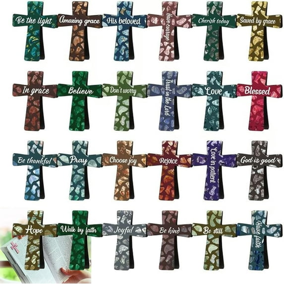 12/16/24 Pcs Victoriousact Magnetic Cross Bookmarks Gifts, Magnetic Cross Bookmark with Inspirational Quotes, for Bible Study, Readers, Teachers, Students