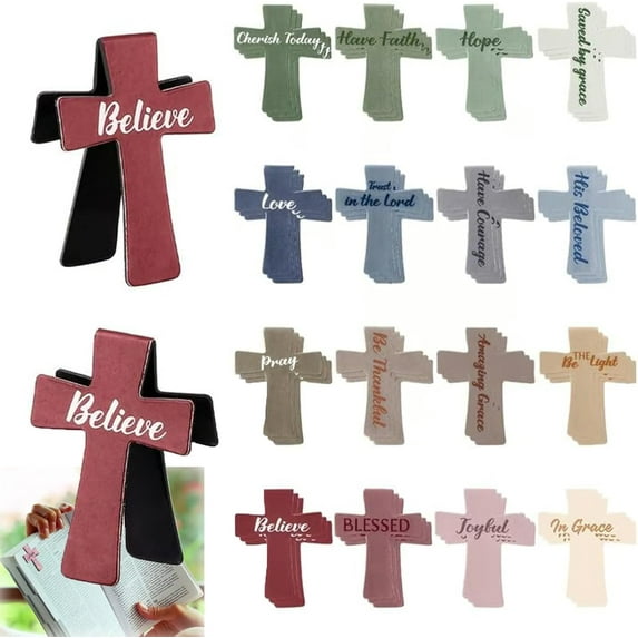 12/16/24 Pcs Victoriousact Magnetic Cross Bookmarks Gifts, Magnetic Cross Bookmark with Inspirational Quotes, for Bible Study, Readers, Teachers, Students