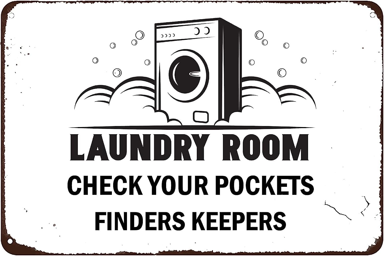 12"×16" Funny Laundry Room Check Your Pockets Laundromat Rules Aluminum