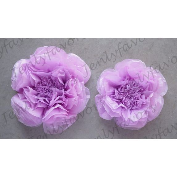 12" & 16" Scallop Shaped Tissue Backdrop Flowers for Beautiful Room Wall Decoration Lavender (2 Pieces)