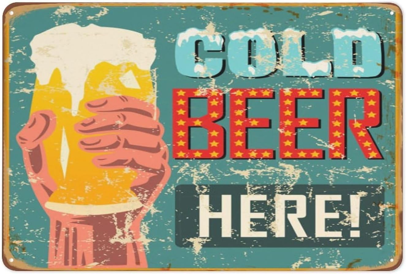 12×16 inch Cold Beer Here!Metal Sign (Cold Beer Here!) Metal Tin Funny ...
