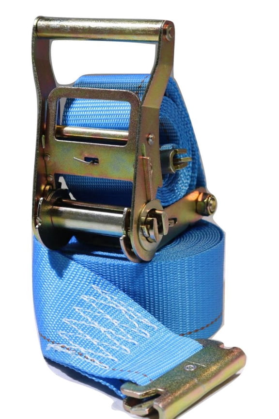 12, 16 or 20 Ft Interior Van Ratchet Strap with 1/pc Spring "E" Fittings Color: 20 ft Blue