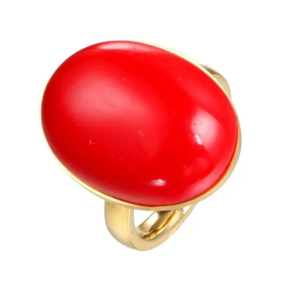12*16mm White Red Blue Oval Cut Women's 18K Gold Plated Wedding Ring Size 6-11