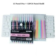 12/18/24 Colors Gel Pen Set Pastel Metallic Neon Glitter Pens For Adult Coloring Book Journals Drawing Doodling Art Markers 12 pen 12refill